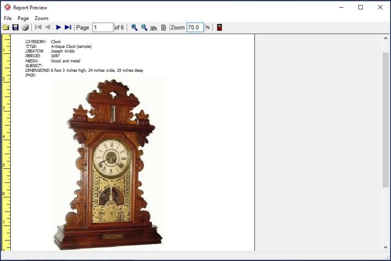 Art Antiques Inventory Software for Windows PCs report